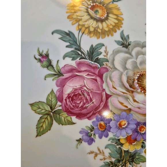 Limoges White with Raised Floral Design Gold Trim Footed Cake Plate/Cake Stand - Picture 14 of 16